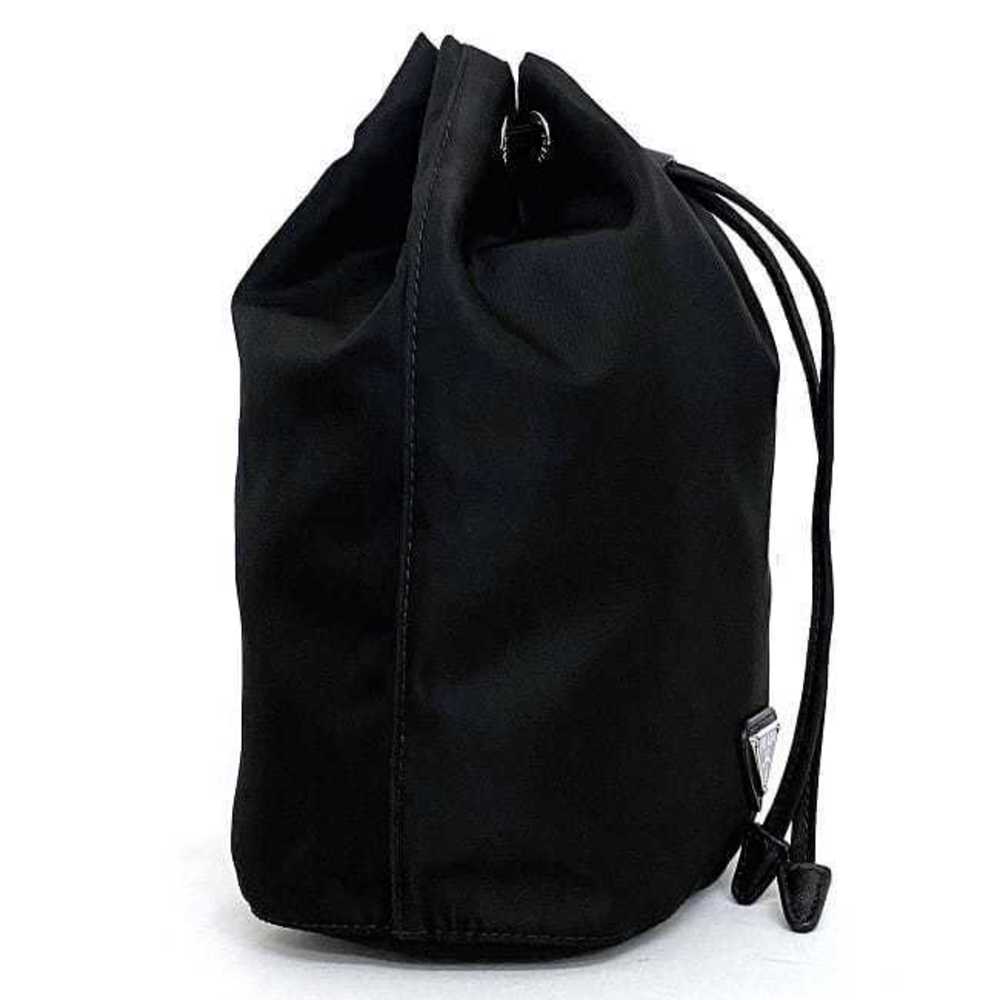 Prada Nylon Leather Black Pouch Drawstring - image 1